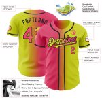 Personalized Neon Yellow Neon Pink-Black Authentic Gradient Fashion Baseball Jersey Team Custom Name and Number