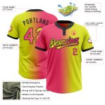 Personalized Neon Yellow Neon Pink-Black Gradient Fashion Two-Button Unisex Softball Jersey Team Custom Name and Number