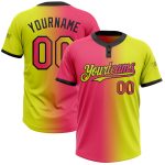 Personalized Neon Yellow Neon Pink-Black Gradient Fashion Two-Button Unisex Softball Jersey Team Custom Name and Number