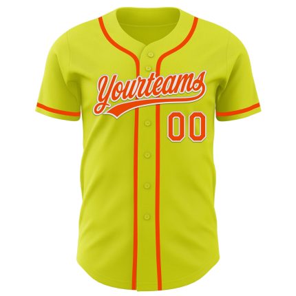 Personalized Neon Yellow Orange-White Authentic Baseball Jersey Team Custom Name and Number