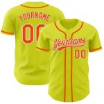 Personalized Neon Yellow Orange-White Authentic Baseball Jersey Team Custom Name and Number