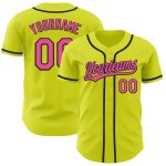 Personalized Neon Yellow Pink-Black Authentic Baseball Jersey Team Custom Name and Number