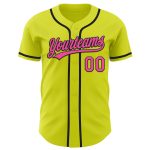 Personalized Neon Yellow Pink-Black Authentic Baseball Jersey Team Custom Name and Number