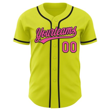 Personalized Neon Yellow Pink-Black Authentic Baseball Jersey Team Custom Name and Number