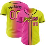 Personalized Neon Yellow Pink-Black Authentic Gradient Fashion Baseball Jersey Team Custom Name and Number
