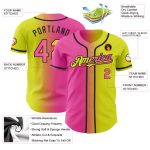 Personalized Neon Yellow Pink-Black Authentic Gradient Fashion Baseball Jersey Team Custom Name and Number