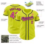 Personalized Neon Yellow Pink-Navy Authentic Baseball Jersey Team Custom Name and Number
