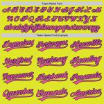 Personalized Neon Yellow Pink-Navy Authentic Baseball Jersey Team Custom Name and Number