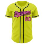 Personalized Neon Yellow Pink-Navy Authentic Baseball Jersey Team Custom Name and Number