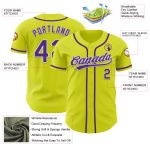Personalized Neon Yellow Purple-White Authentic Baseball Jersey Team Custom Name and Number