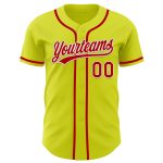 Personalized Neon Yellow Red-White Authentic Baseball Jersey Team Custom Name and Number