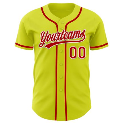 Personalized Neon Yellow Red-White Authentic Baseball Jersey Team Custom Name and Number