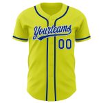 Personalized Neon Yellow Royal-White Authentic Baseball Jersey Team Custom Name and Number