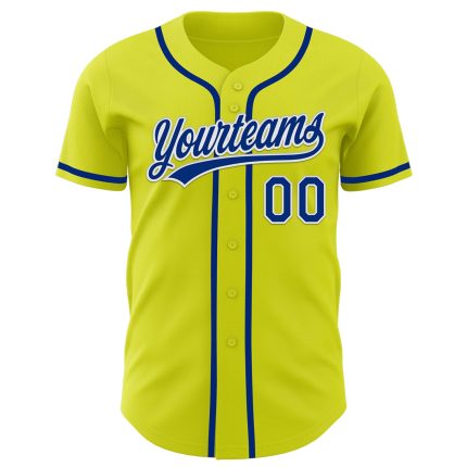 Personalized Neon Yellow Royal-White Authentic Baseball Jersey Team Custom Name and Number