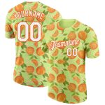Personalized Neon Yellow White-Orange 3D Pattern Design Orange Citrus Fruit Performance T-Shirt Team Custom Name and Number
