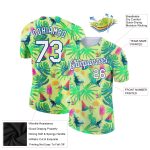 Custom Team Name and Number Hawaii Summer Fruit Neon Yellow White-Royal 3D Pattern Performance T-Shirt Personalized Neon