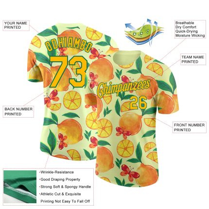 Personalized Neon Yellow Yellow-Kelly Green 3D Pattern Design Lemon Performance T-Shirt Team Custom Name and Number