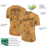 Personalized Old Gold Black 3D Pattern Design Food Pizza Performance T-Shirt Team Custom Name and Number