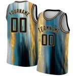 Personalized Old Gold Black 3D Pattern Design Gold Foil Authentic Basketball Jersey Team Custom Name and Number