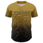 Personalized Old Gold Black 3D Pattern Design Gradient Style Irregular Shape Authentic Baseball Jersey Team Custom Name and Number