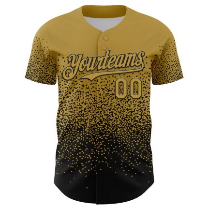 Personalized Old Gold Black 3D Pattern Design Gradient Style Irregular Shape Authentic Baseball Jersey Team Custom Name and Number
