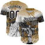Personalized Old Gold Black 3D Pattern Design Religion Jesus Christ Authentic Baseball Jersey Team Custom Name and Number