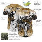 Personalized Old Gold Black 3D Pattern Design Religion Jesus Christ Authentic Baseball Jersey Team Custom Name and Number