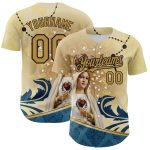 Personalized Old Gold Black 3D Pattern Design Religion Virgin Mary Authentic Baseball Jersey Team Custom Name and Number