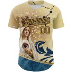 Personalized Old Gold Black 3D Pattern Design Religion Virgin Mary Authentic Baseball Jersey Team Custom Name and Number