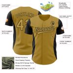Personalized Old Gold Black 3D Pattern Design Side Stripes Authentic Baseball Jersey Team Custom Name and Number