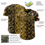Personalized Old Gold Black 3D Pattern Design Tropical Hawaii Palm Trees Authentic Baseball Jersey Team Custom Name and Number