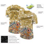 Personalized Old Gold Black 3D Pattern Floral Design Performance T-Shirt