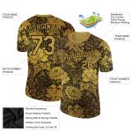 Personalized Old Gold Black 3D Pattern Floral Design Performance T-Shirt Team Custom Name and Number