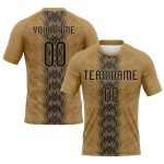 Personalized Old Gold Black Arrow Shape Sublimation Volleyball Uniform Jersey Team Custom Name and Number