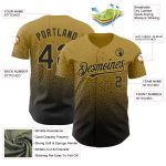 Custom Name and Number Old Gold Black Fade Fashion Baseball Jersey - Personalized Team Apparel Personalized Old Gold Black