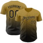 Custom Name and Number Old Gold Black Fade Fashion Baseball Jersey - Personalized Team Apparel Personalized Old Gold Black
