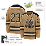 Personalized Old Gold Black-Cream Hockey Jersey