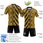 Personalized Old Gold Black Fluid Sublimation Volleyball Uniform Jersey Team Custom Name and Number