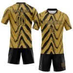 Personalized Old Gold Black Fluid Sublimation Volleyball Uniform Jersey Team Custom Name and Number