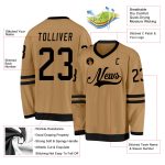 Personalized Old Gold Black Hockey Jersey Team Custom Name and Number