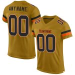 Personalized Old Gold Black-Orange Mesh Authentic Football Jersey Team Custom Name and Number