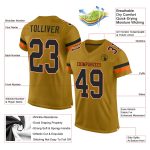 Personalized Old Gold Black-Orange Mesh Authentic Football Jersey Team Custom Name and Number