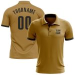 Personalized Old Gold Black Performance Golf Polo Shirt Team Custom Name and Number