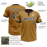 Custom Name and Number Old Gold Black Pinstripe Unisex Softball Jersey - Personalized Two-Button Team Uniform Personalized