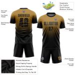 Personalized Old Gold Black Sublimation Fade Fashion Soccer Uniform Jersey Team Custom Name and Number