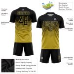 Personalized Old Gold Black Soccer Uniform Jersey - Custom Sublimation Kit Personalized Old Gold Black Sublimation Soccer