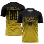 Personalized Old Gold Black Soccer Uniform Jersey - Custom Sublimation Kit Personalized Old Gold Black Sublimation Soccer