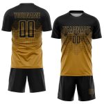 Personalized Old Gold Black Sublimation Soccer Uniform Jersey Team Custom Name and Number