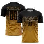 Personalized Old Gold Black Sublimation Soccer Uniform Jersey Team Custom Name and Number