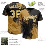 Personalized Old Gold Black-White 3D Pattern Abstract Brush Stroke Two-Button Unisex Softball Jersey Team Custom Name and Number